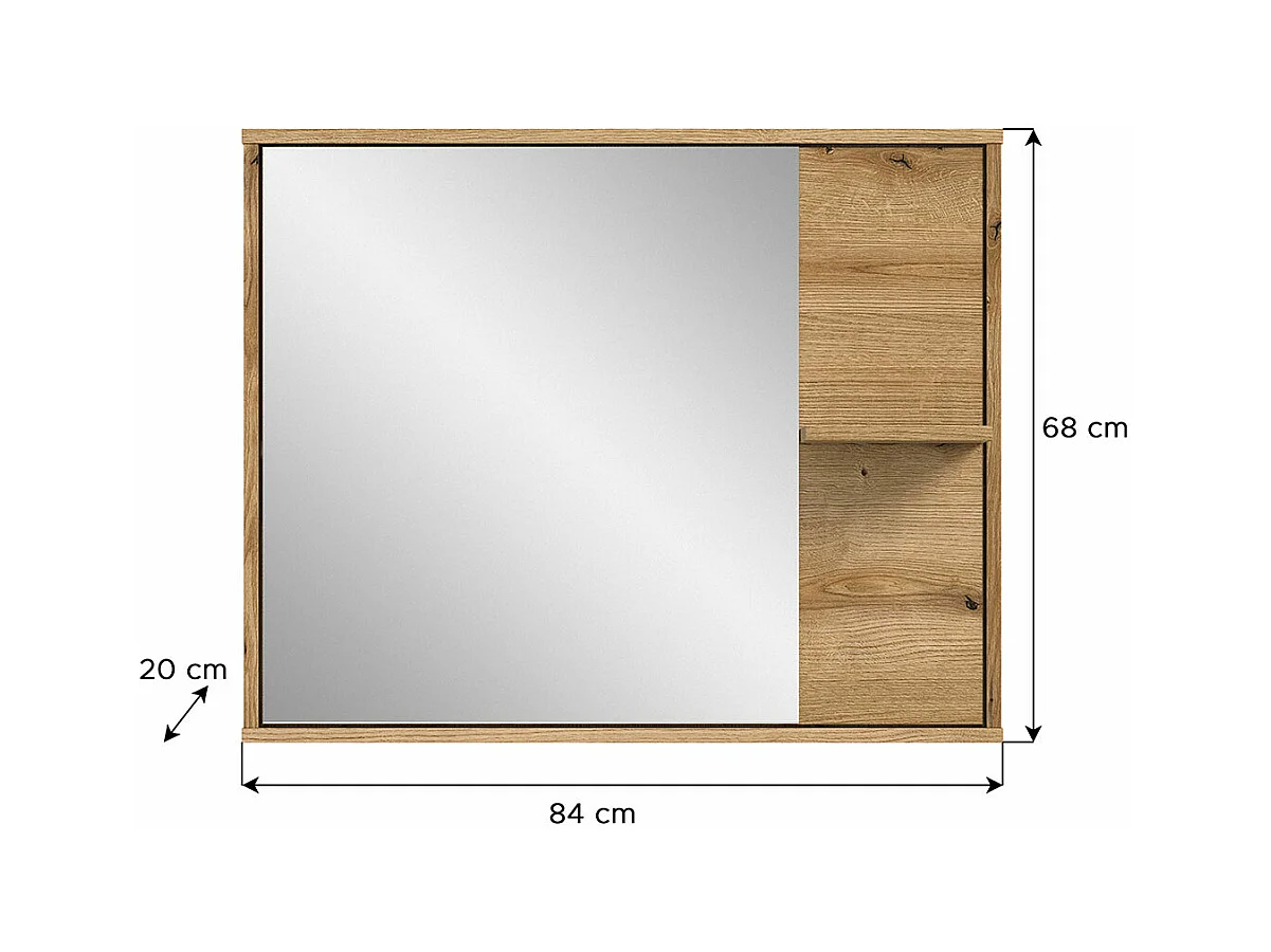 Zeno miroir de salle de bain 1 étagère chêne décor.