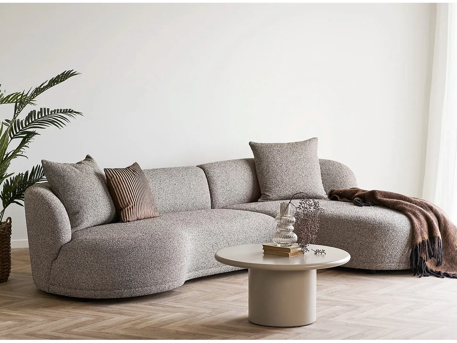 Canapé d’angle 6 places KINGSTON – Confort ultime-Beige clair-angle droit