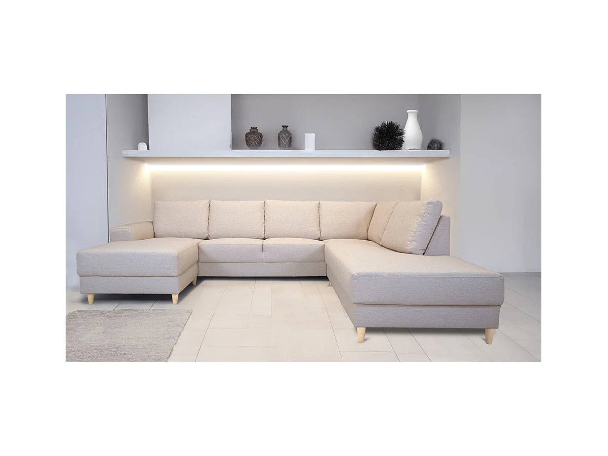 Nordic canapé en U tourné vers la droite beige clair.