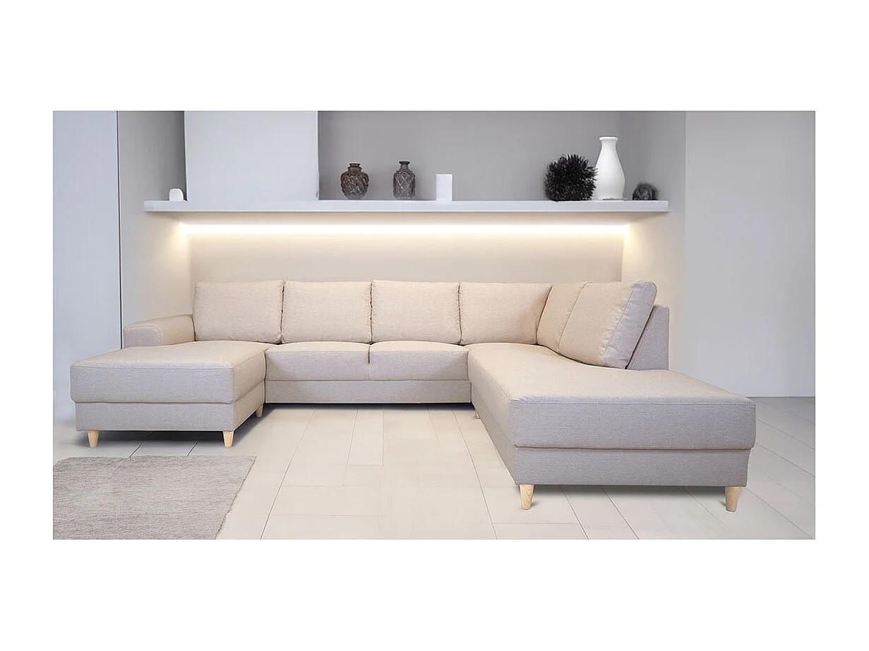 Nordic canapé en U tourné vers la droite beige clair.