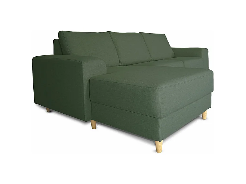 Nordic bank met chaise longue links gericht groen.