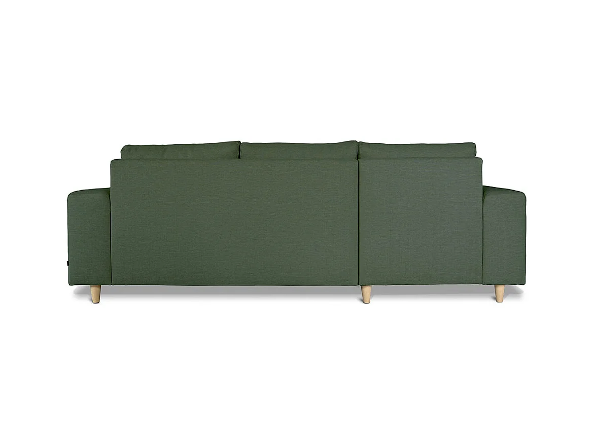 Nordic bank met chaise longue links gericht groen.