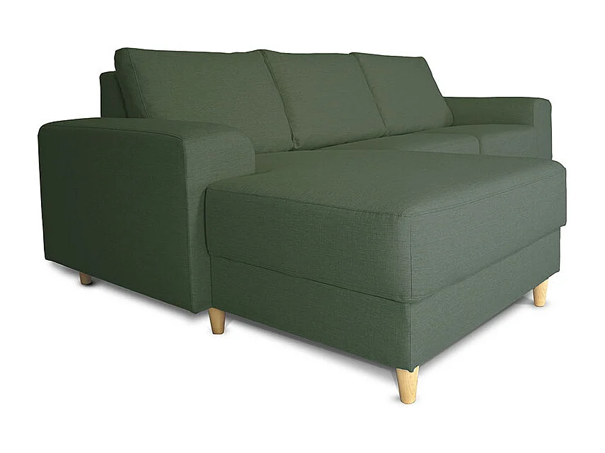 Nordic bank met chaise longue links gericht groen.