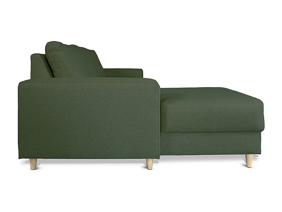 Nordic bank met chaise longue links gericht groen.