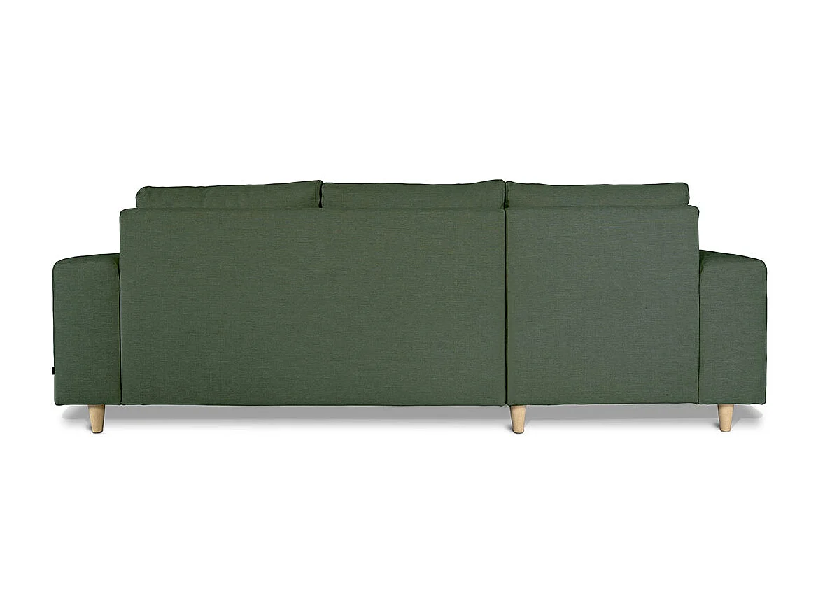 Nordic bank met chaise longue links gericht groen.