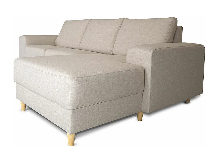 Nordic canapé avec chaise longue tourné vers la droite beige clair.