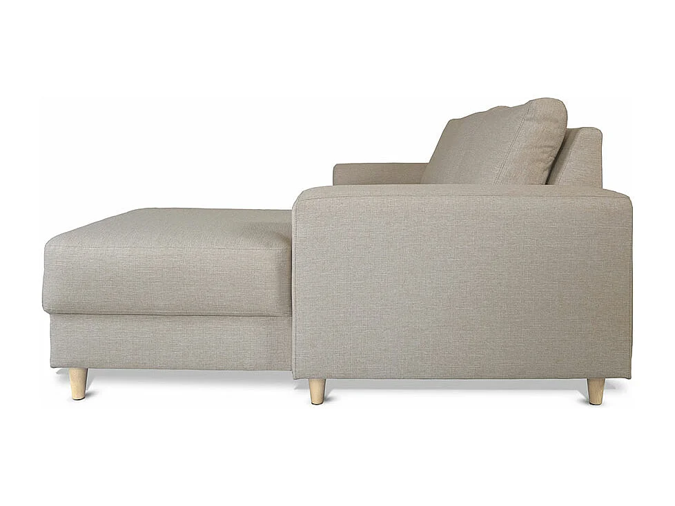 Nordic canapé avec chaise longue tourné vers la droite beige clair.