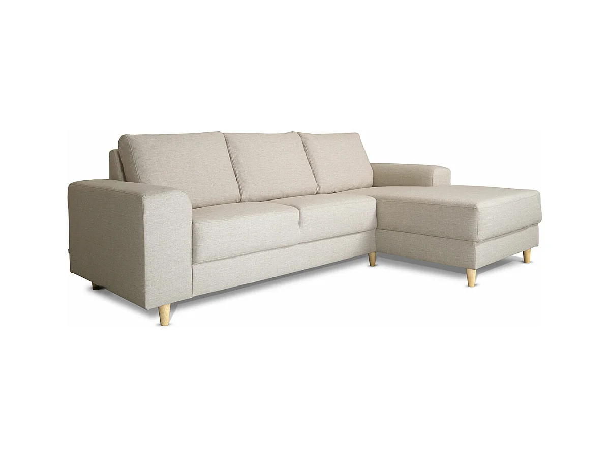 Nordic canapé avec chaise longue tourné vers la droite beige clair.