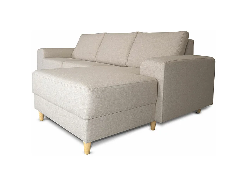 Nordic canapé avec chaise longue tourné vers la droite beige clair.