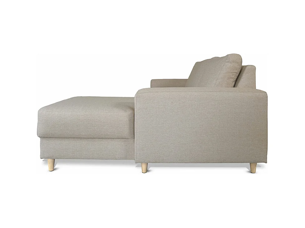 Nordic canapé avec chaise longue tourné vers la droite beige clair.