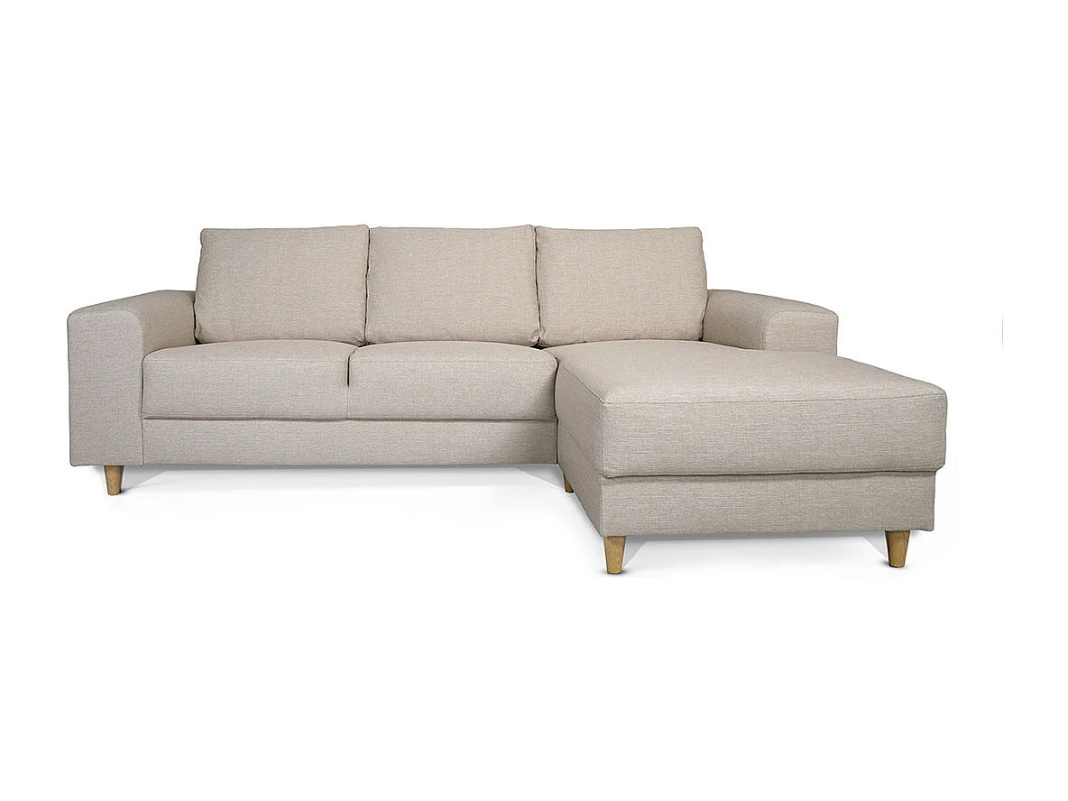 Nordic bank met chaise longue rechts gericht licht beige.