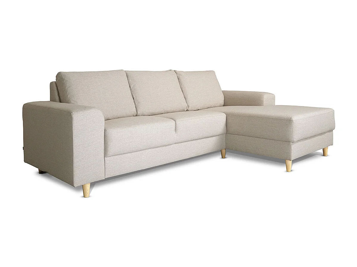 Nordic bank met chaise longue rechts gericht licht beige.
