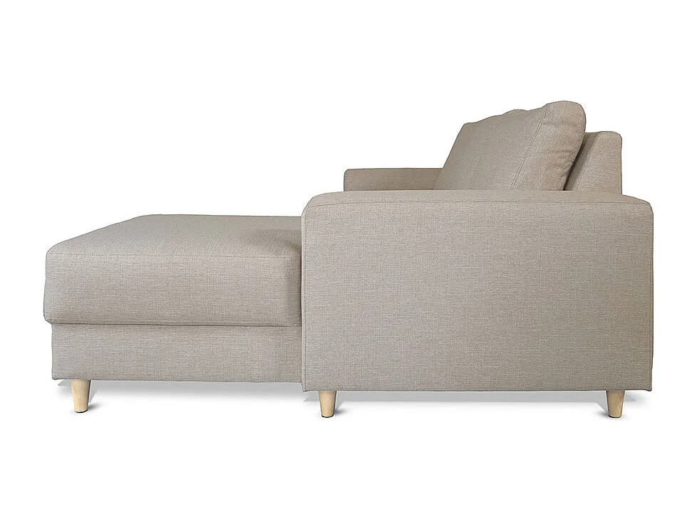 Nordic bank met chaise longue rechts gericht licht beige.