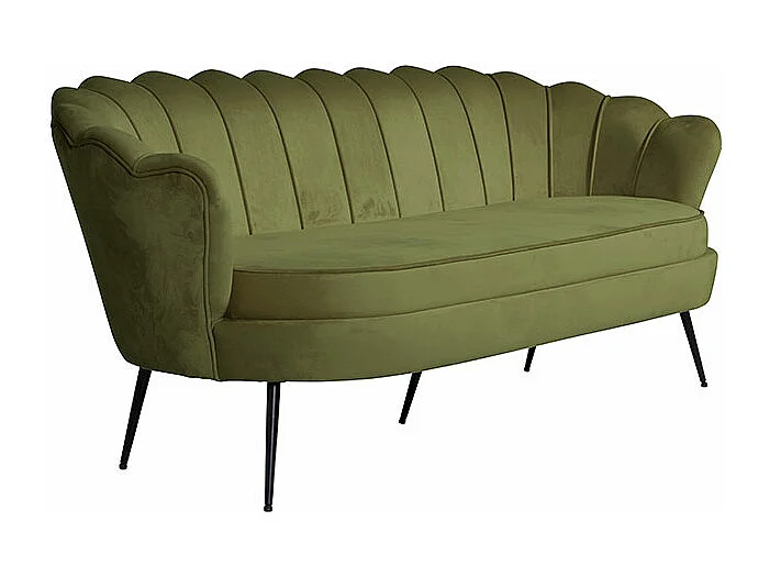 Nice canapé 3 personnes en velours, vert.