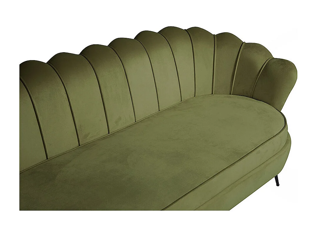 Nice canapé 3 personnes en velours, vert.