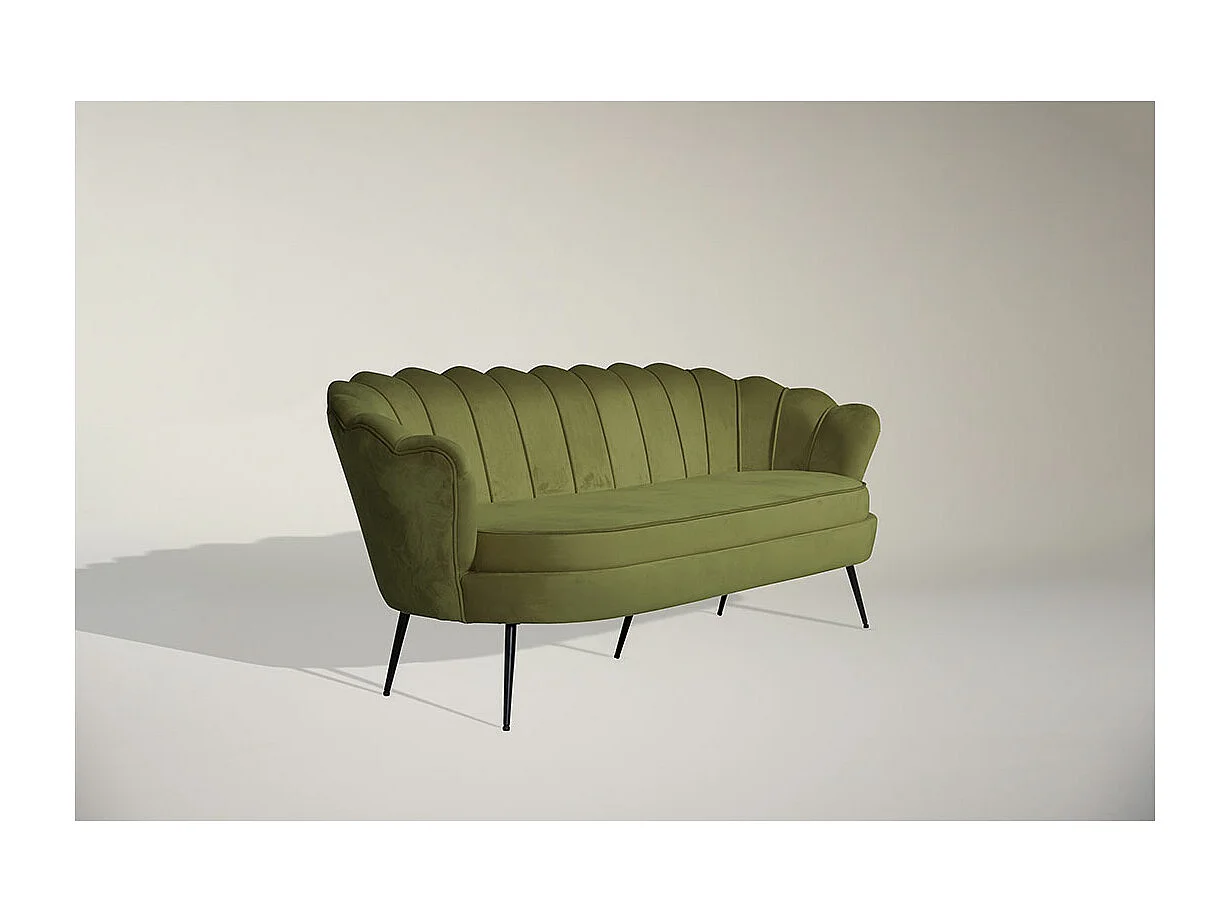 Nice canapé 3 personnes en velours, vert.