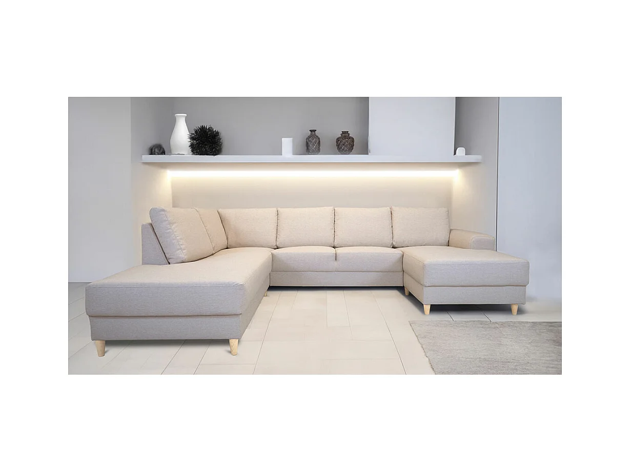Nordic canapé en U tourné vers la gauche beige clair.