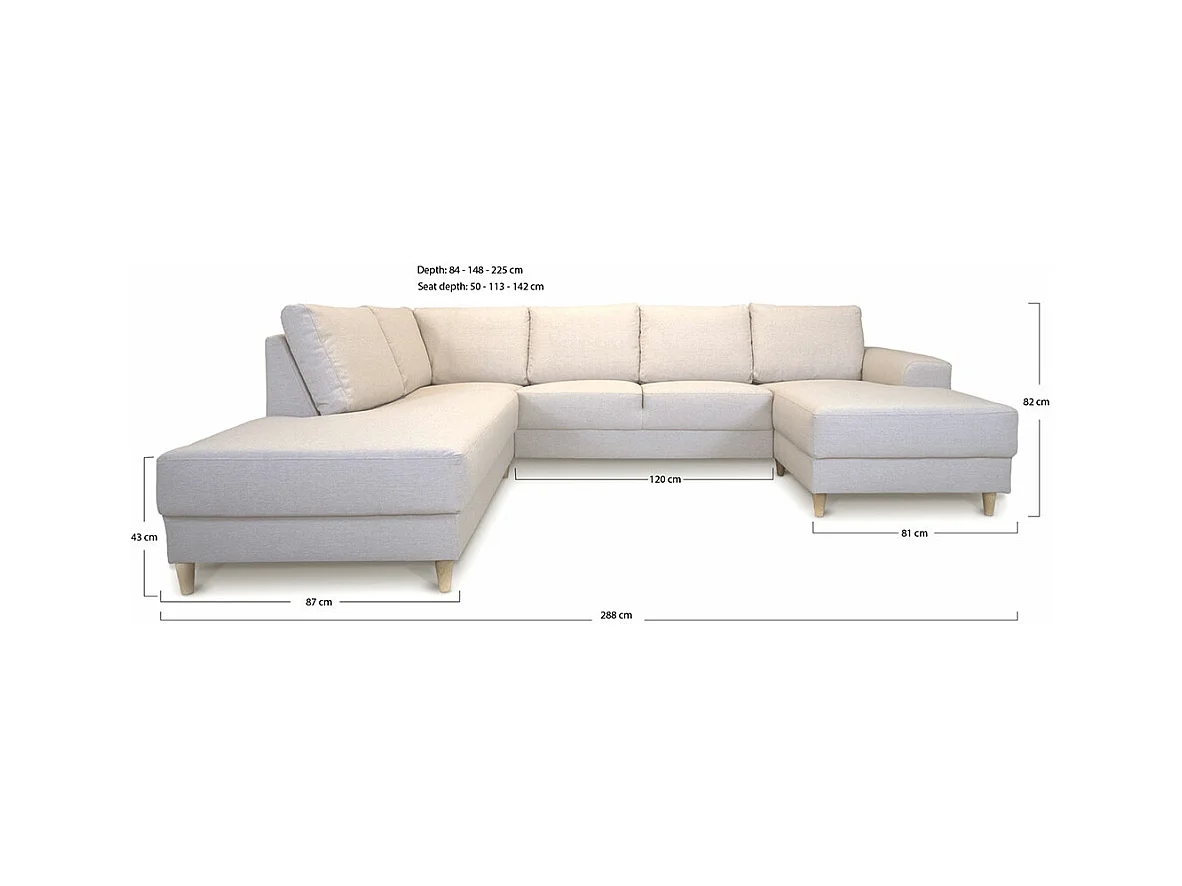 Nordic canapé en U tourné vers la gauche beige clair.