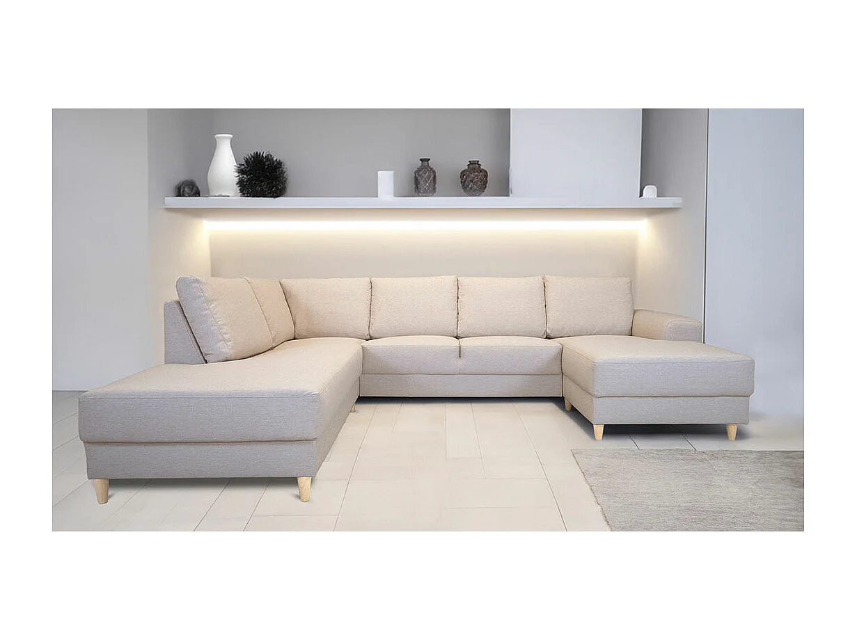 Nordic canapé en U tourné vers la gauche beige clair.