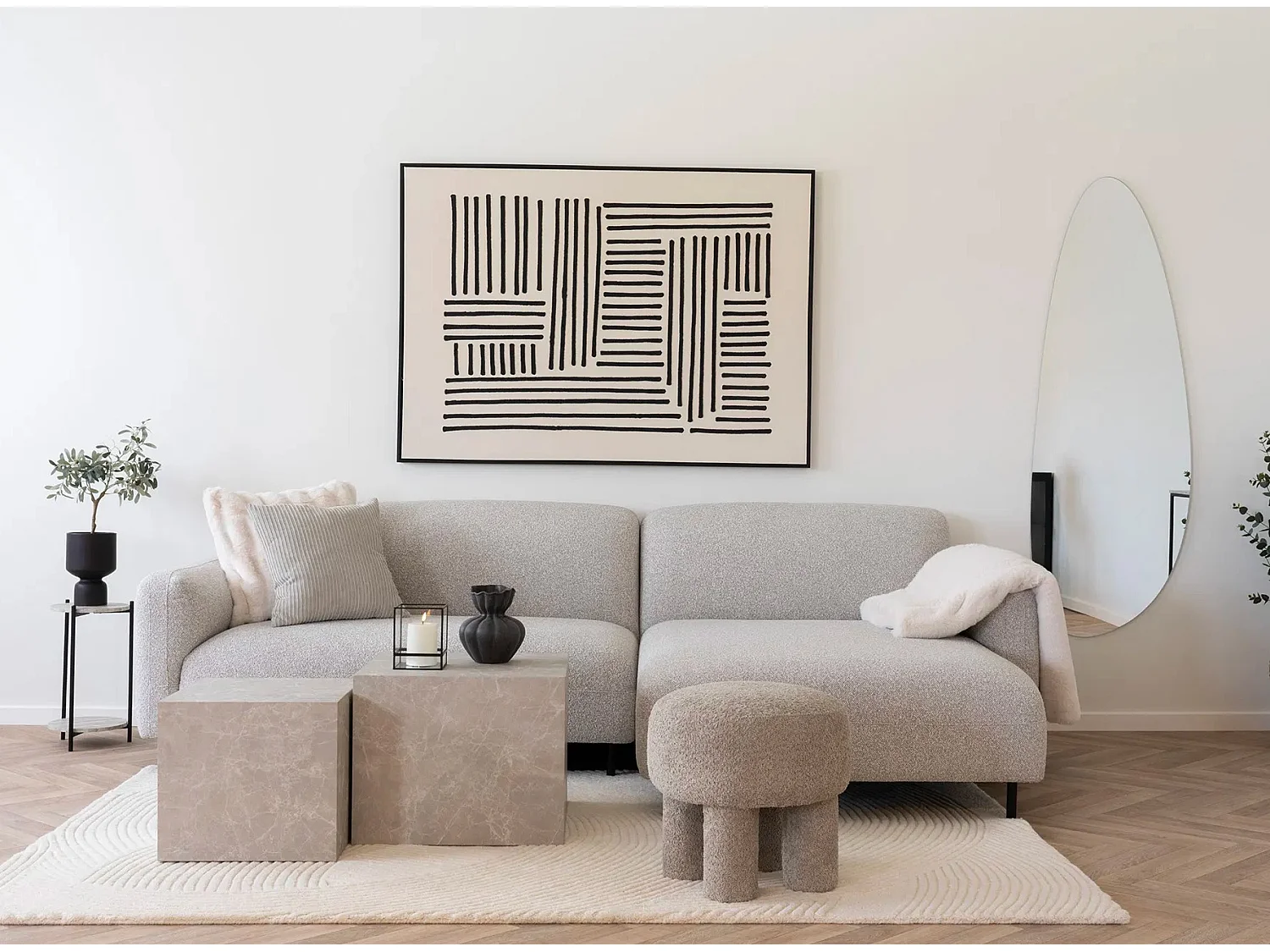 Salvador Sofa Rechtsdrehend hellgrau.