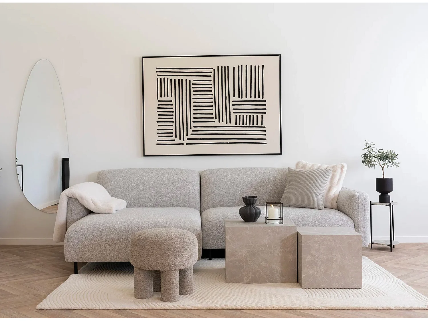 Salvador Sofa Rechtsdrehend hellgrau.