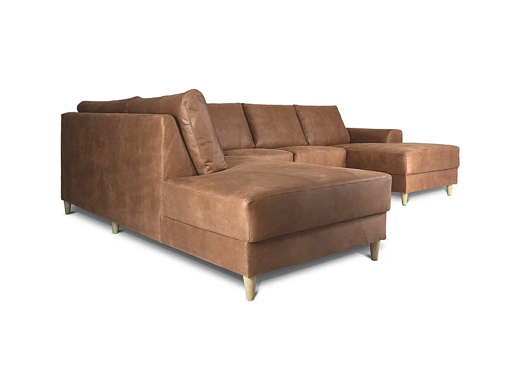Nordic canapé en U tourné vers la gauche couleurcognac cuir.