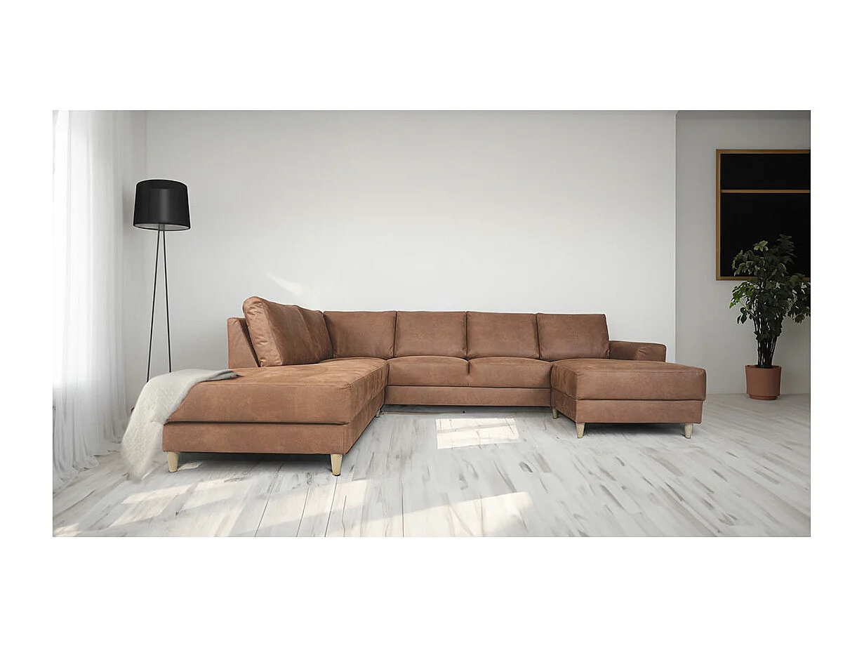 Nordic canapé en U tourné vers la gauche couleurcognac cuir.