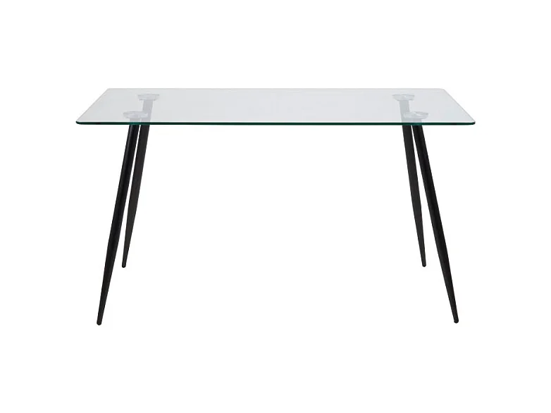 Willy Esszimmertisch aus klaren Glas mit schwarzen Beinen,80x140 cm.