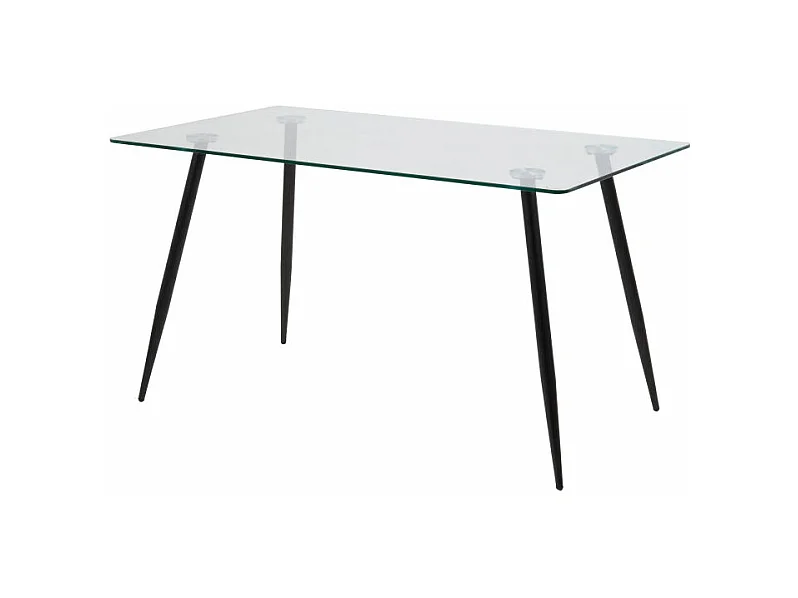 Willy Esszimmertisch aus klaren Glas mit schwarzen Beinen,80x140 cm.