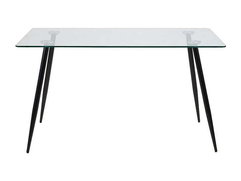Willy Table de salle à manger en verre clair avec pieds noirs, 80x140 cm.
