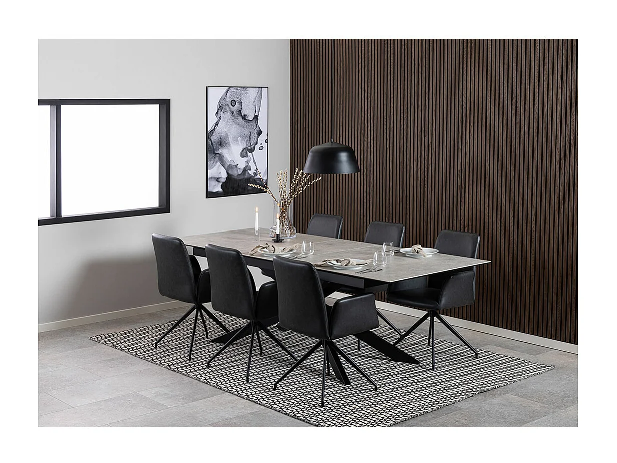 Galina eetkamertafel 100x240cm incl. 1 verlengblad, grijs.