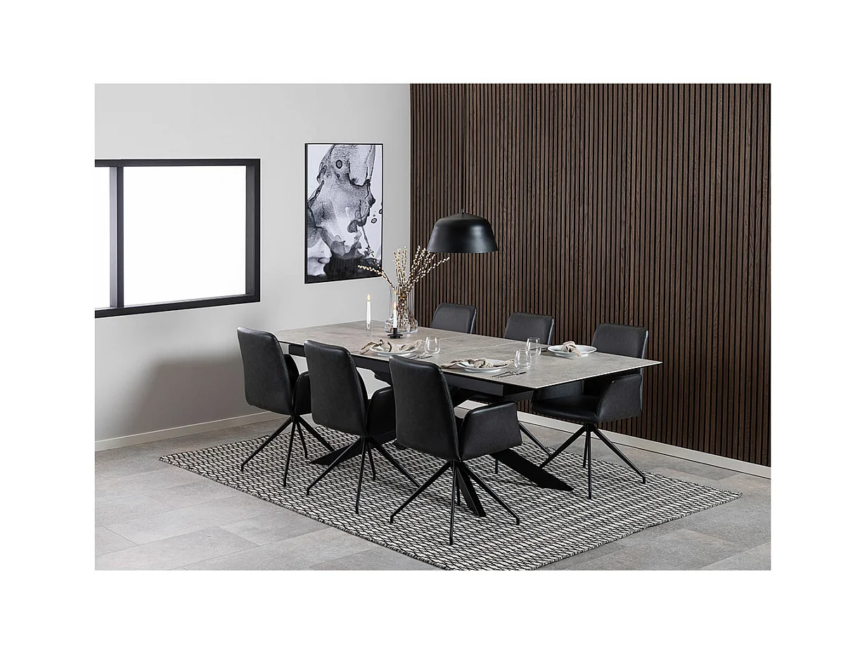 Irwine Esstisch 100x240cm Inkl. 1 Zusatzplatte, Grau.