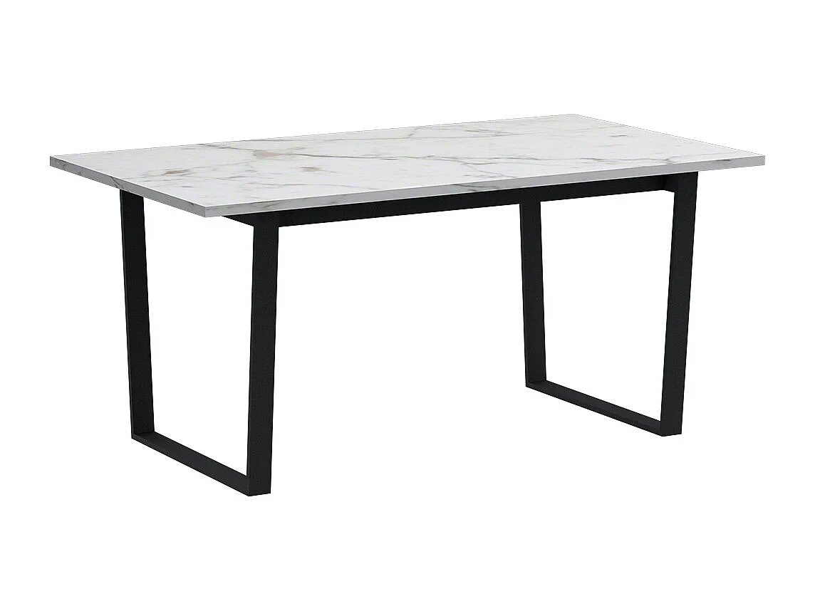 Amble Table de salle à manger 90x160cm impression marbre blanc.