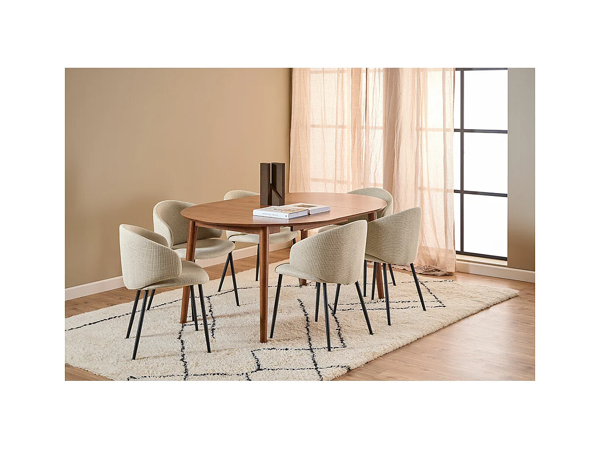 Montreux table de salle à manger Ø115/154 cm incluant 1 rallonge décor noyer.