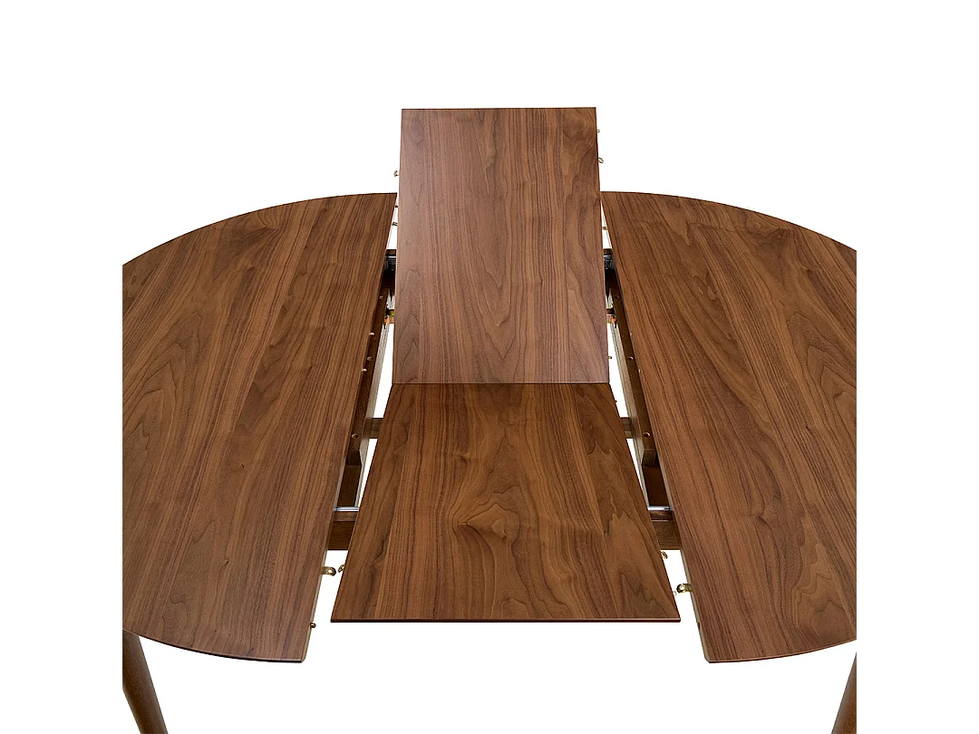 Montreux eetkamertafel Ø115/154cm incl. 1 inlegblad notendecor.