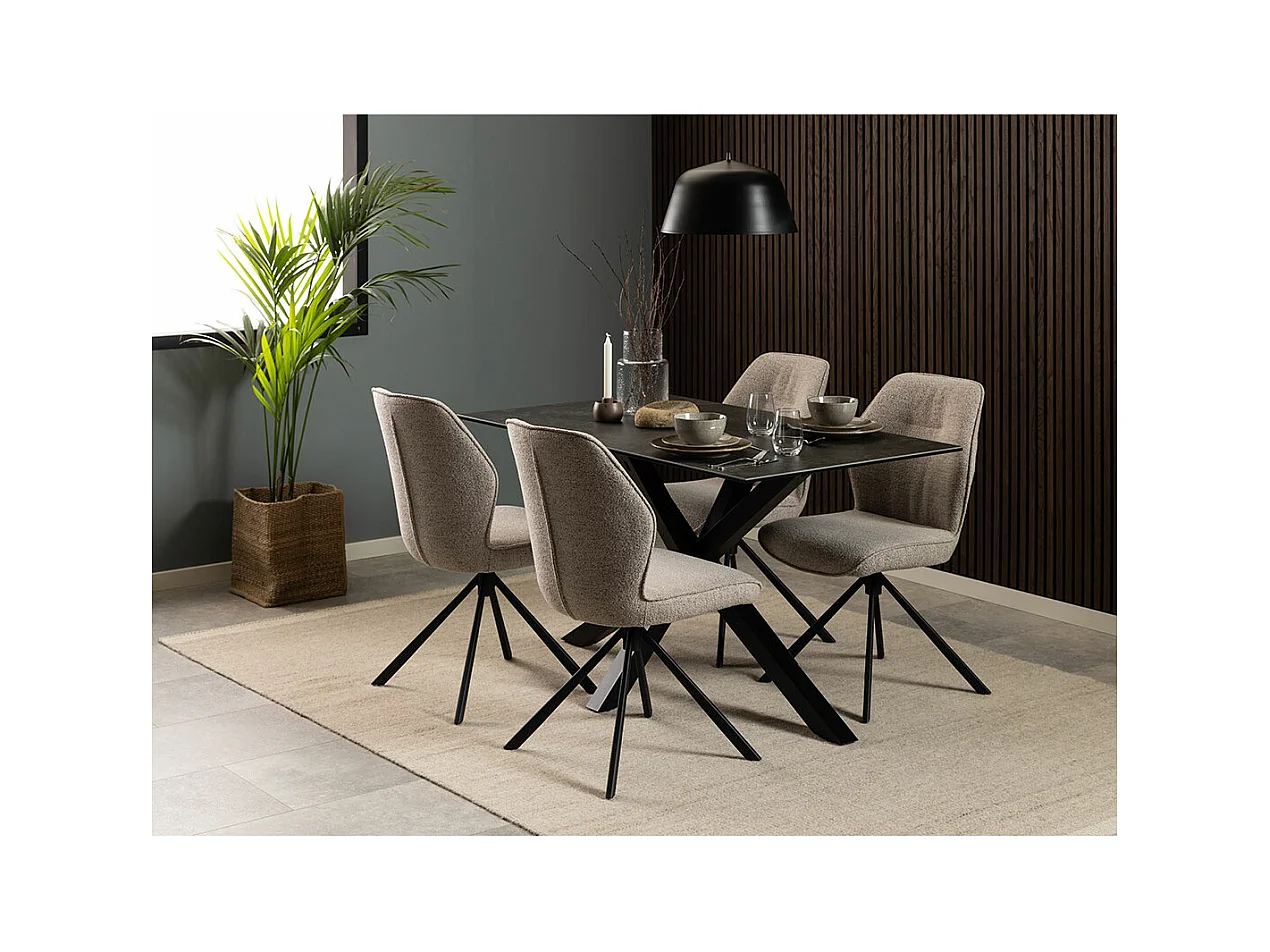 Florence eetkamertafel 80x135cm zwart.