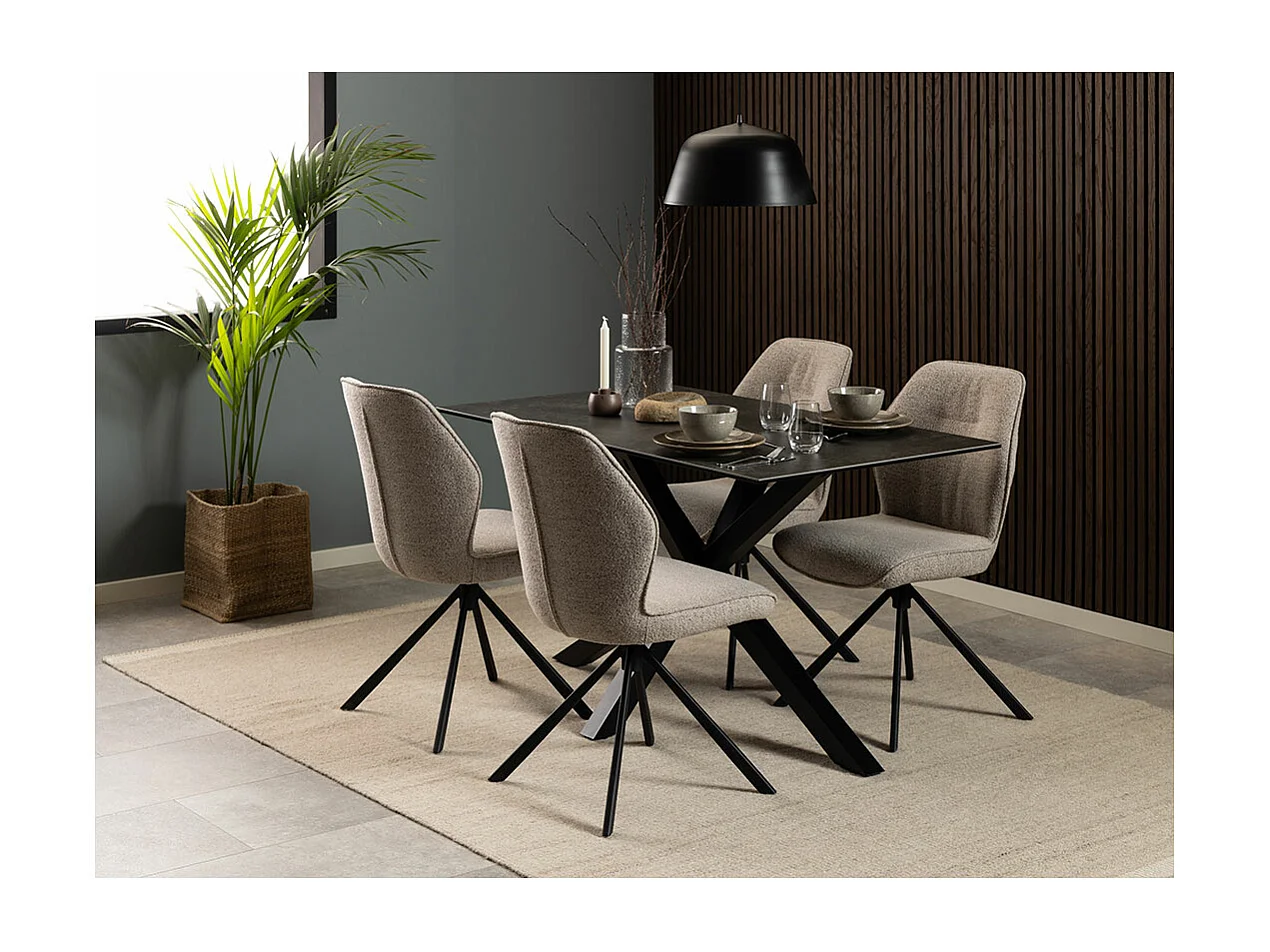 Florence eetkamertafel 80x135cm zwart.