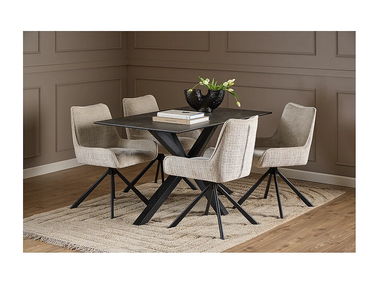 Florence eetkamertafel 80x135cm zwart.