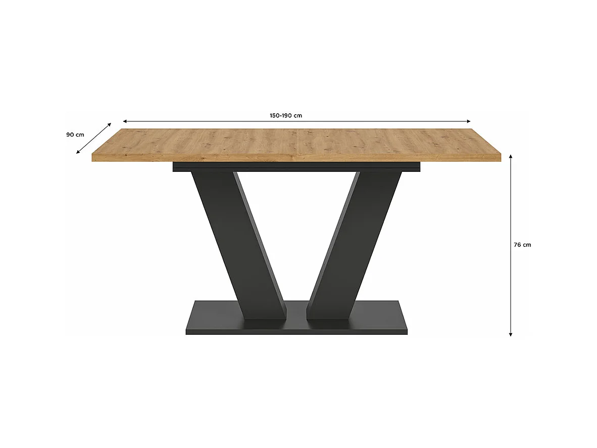 Motion table de salle à manger 150x90 cm chêne décor.