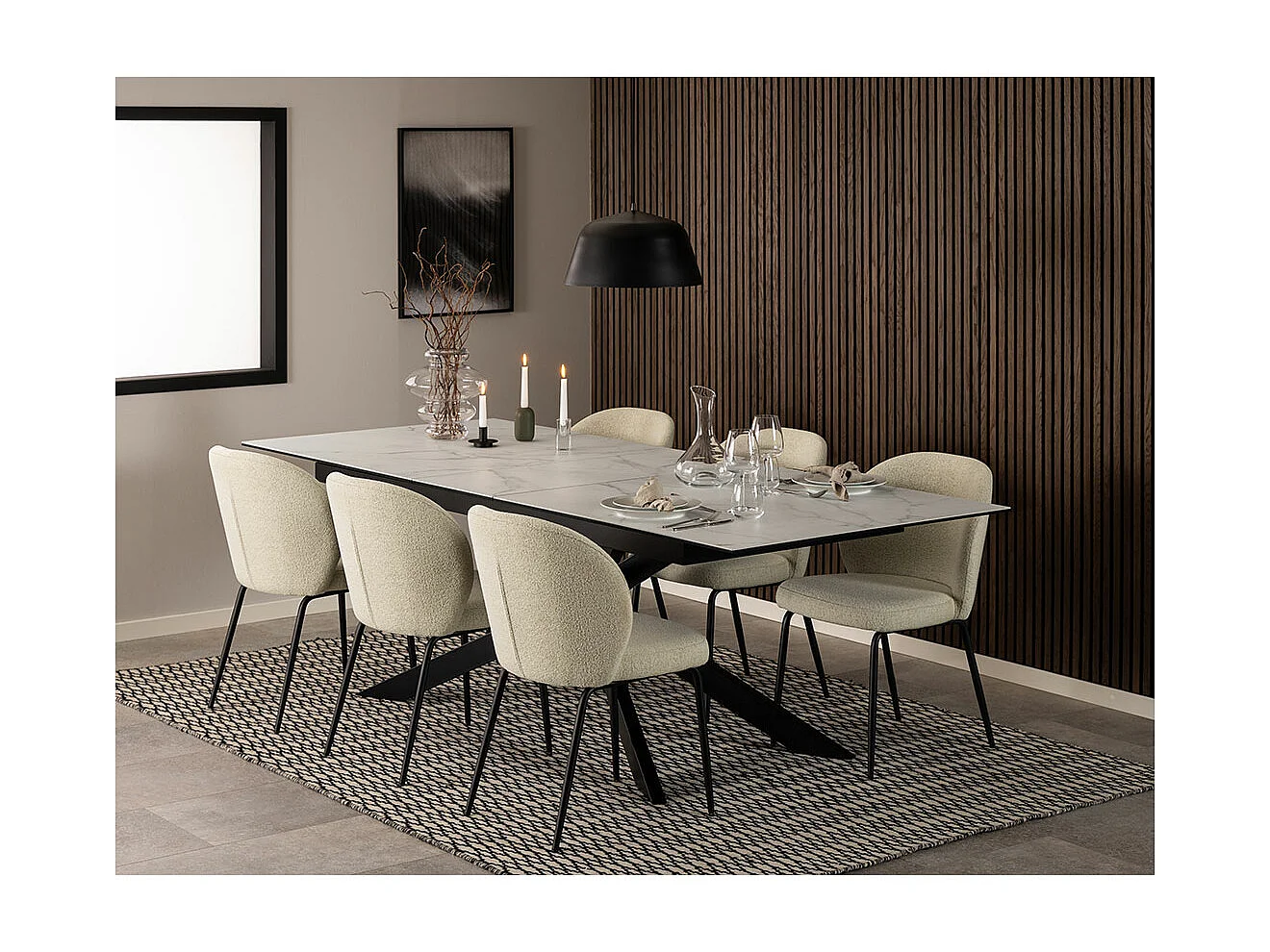 Galina eetkamertafel 100x240cm incl. 1 verlengblad, wit.