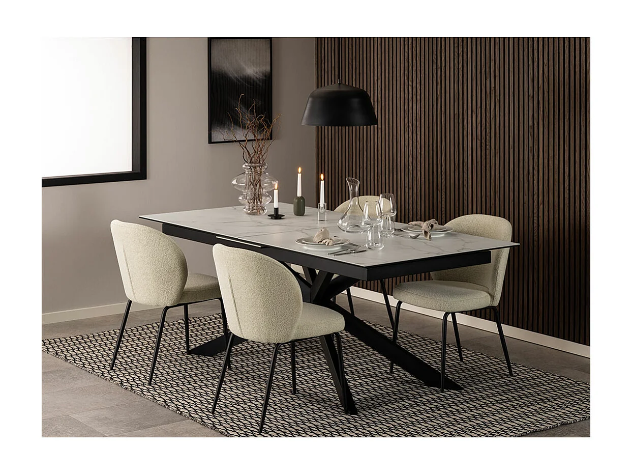 Galina eetkamertafel 100x240cm incl. 1 verlengblad, wit.