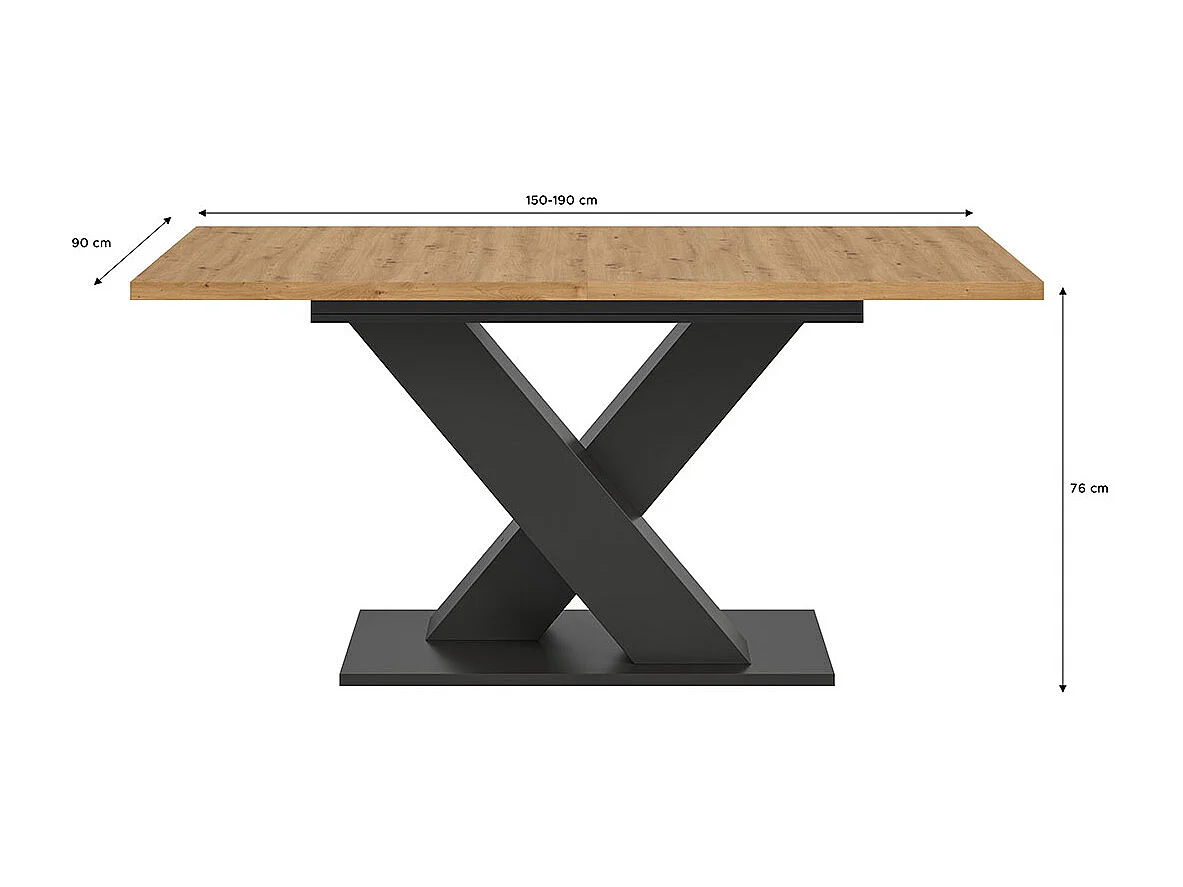 Motion eetkamertafel 150x90 cm eiken decor.