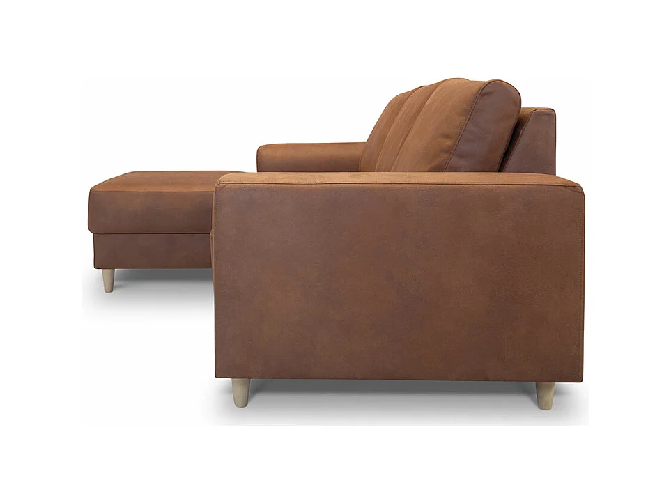 Nordic canapé avec chaise longue tourné vers la gauche couleurcognac cuir.