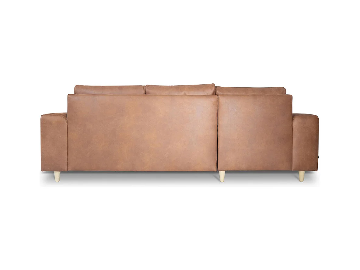 Nordic canapé avec chaise longue tourné vers la gauche couleurcognac cuir.