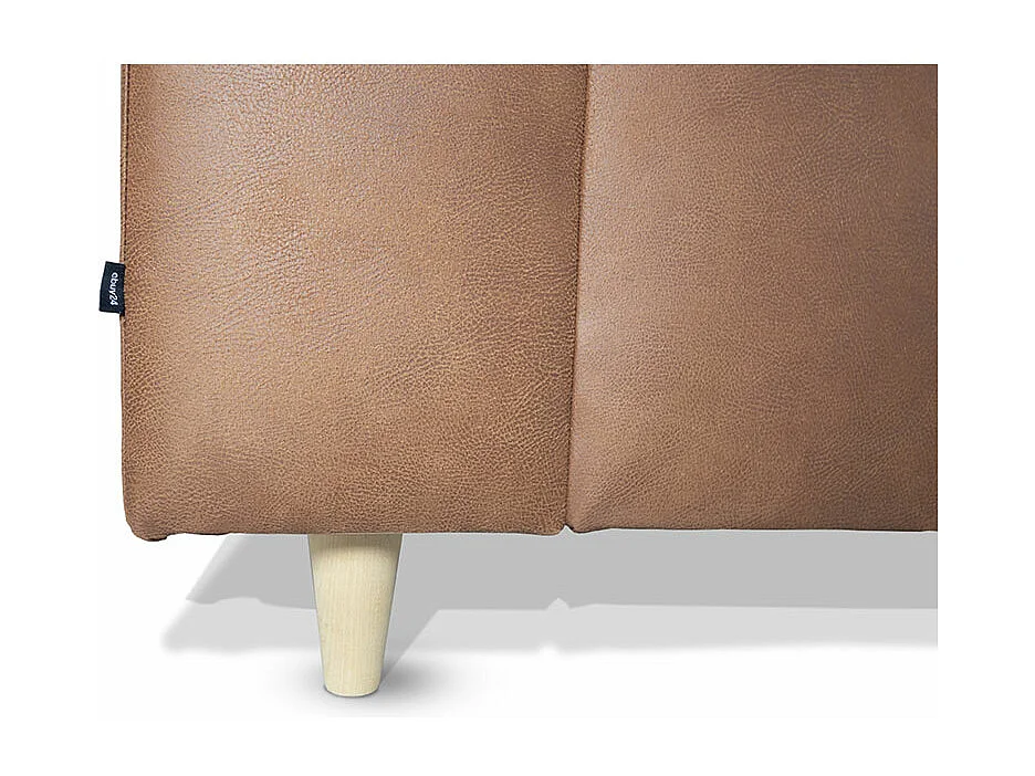 Nordic bank met chaise longue links gericht cognackleurig leer.