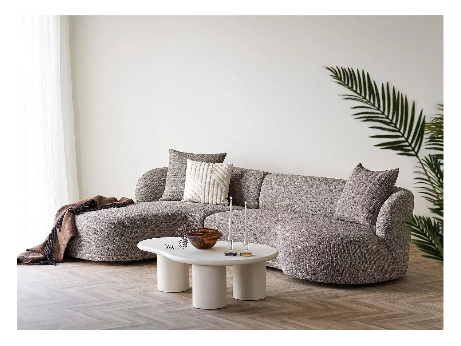 Canapé d’angle 6 places KINGSTON – Confort ultime-Marron clair-angle gauche