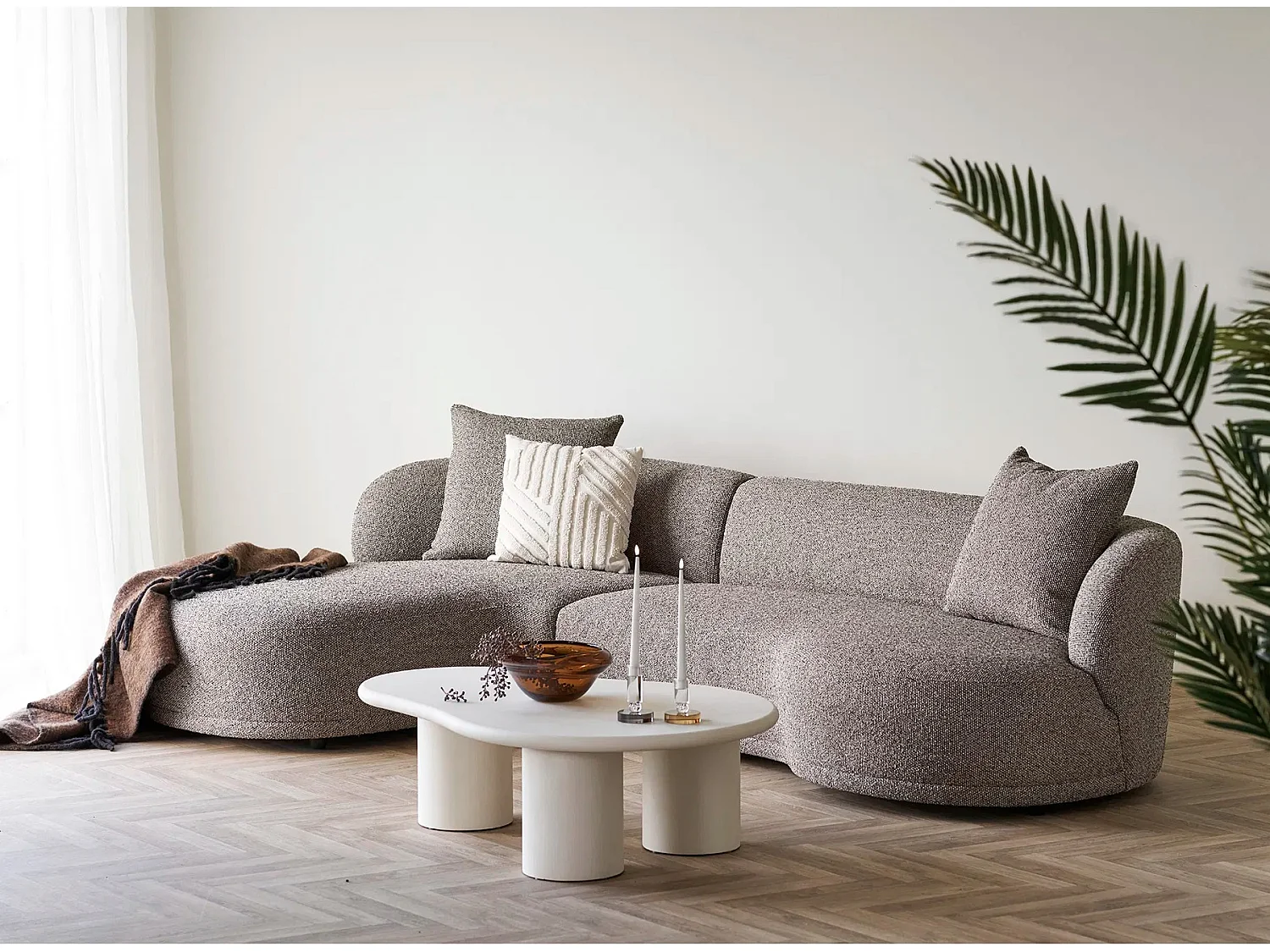 Canapé d’angle 6 places KINGSTON – Confort ultime-Marron clair-angle gauche