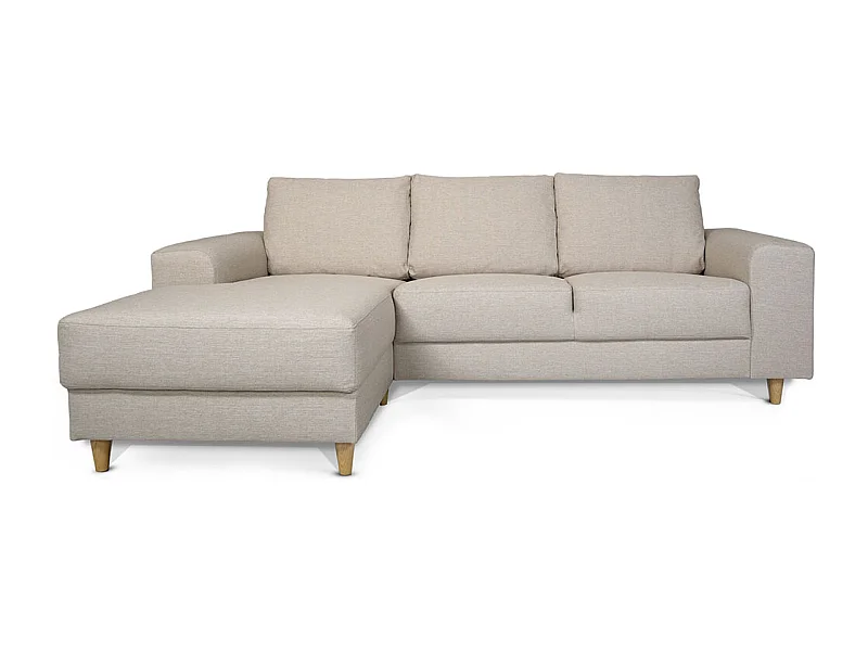 Nordic canapé avec chaise longue tourné vers la gauche beige clair.