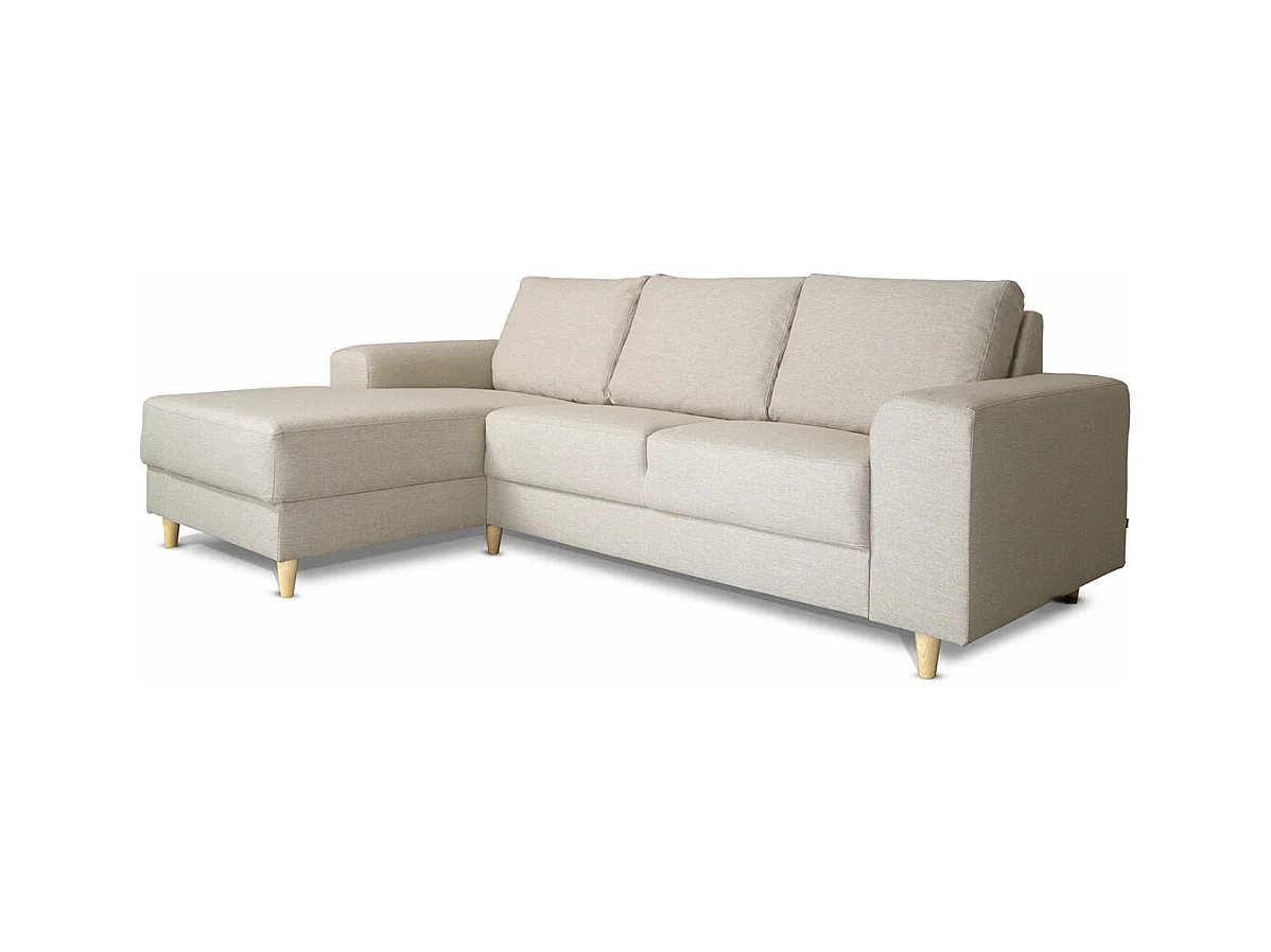 Nordic canapé avec chaise longue tourné vers la gauche beige clair.