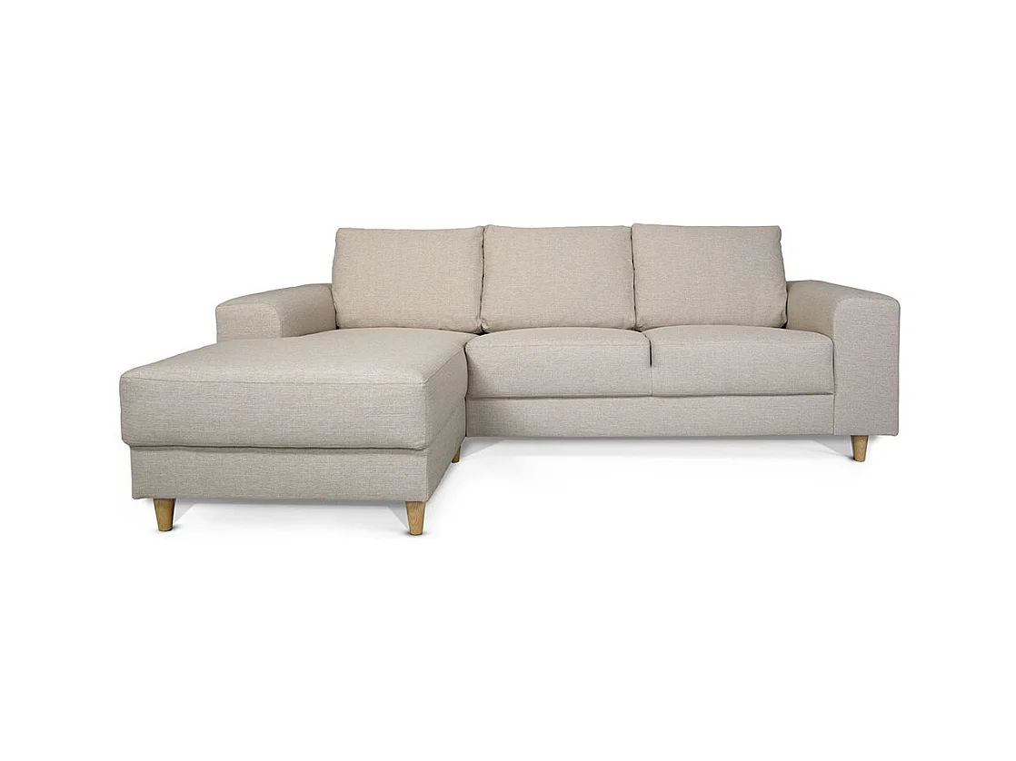 Nordic canapé avec chaise longue tourné vers la gauche beige clair.